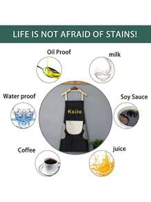 1 件定制手擦围裙防水防油个性定制名字 4 种字体图案北欧家居无袖厨房长袍男女居家工作服私人定制厨房烹饪手擦围裙防油防水烹饪清洁男女通用无袖围裙袋收纳储物女士幸福提升 - 彩色 - 查看 2