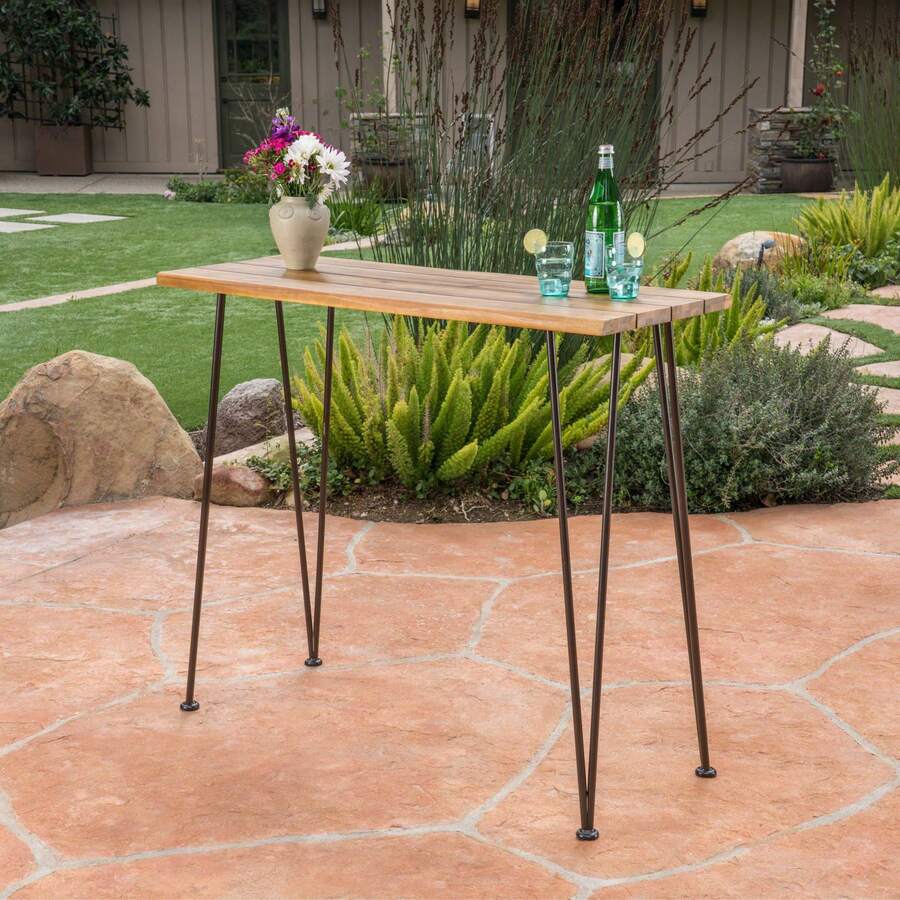 Sturdy DENALI Industrial Wood And Metal Bar Table - Stylish And Durable Furniture For Home Or Business - màu nâu - Xem 1
