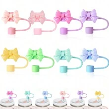 Bow Straw Hat Silicone Straw Lid Cup Cover, Suitable For 30&40oz Insulated Tumblers, Reusable Straw, Cute Straw Head Cover, Party Use - Multicolor - View 10