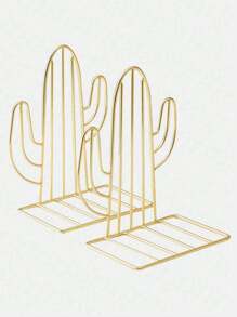 2pcs Nordic Style Iron Cactus Shaped Bookends,  Creative Cute Book Organizers For Student Office Desktop, Desktop Storage And Decoration - Multicolor - View 8
