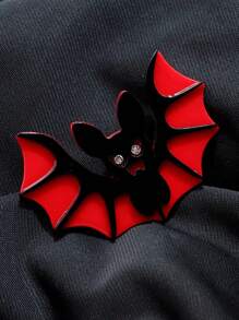 1pc Women's Red Bat Acrylic Brooch, Fashionable Cartoon Animal Pin Badge Gift - Red - View 4