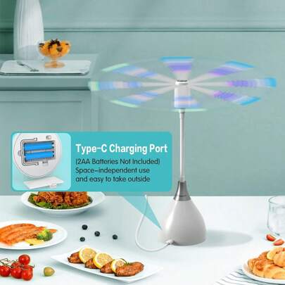 4 Pack Fly Fans For Tables,Food Fans To Keep Flies Away, USB Or Batteries Powered, Soundless And Portable Fly Fan Keeps Your Food Clean,For Indoor Or Outdoor Party, Picnic, Camping