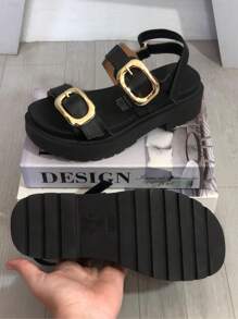 Women's Platform Sandal With Tractor Buckle Comfortable Vizzano Blogger Launch - màu đen - Xem 3