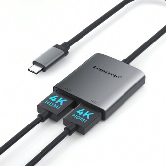 Lemorele 2 Port USB C Hub To Dual HDMI 4K 60HZ Dual Screen Expansion Type C Docking Station Compatible With Apple Laptop Mobile Phone PC