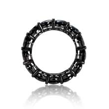 1 pieza Banda de boda premium para mujer de circonita negra 13*0.5ct AAAAA+, anillo con de diamantes chapado en plata de ley 925 y oro blanco 18K, diseño de nicho único como regalo de aniversario de promesa eterna