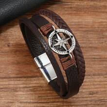 Bracelet pour homme à fermoir magnétique multicouche, style boussole classique, bracelet d'affaires élégant