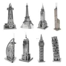 Rompecabezas de metal 3D DIY, kits de ensamblaje de modelos - Puente Golden Gate, Faro, Torre Inclinada de Pisa, Torre Eiffel, Árbol de Navidad, Regalos de Navidad, Rompecabezas 3D, Kit de modelo, Ben