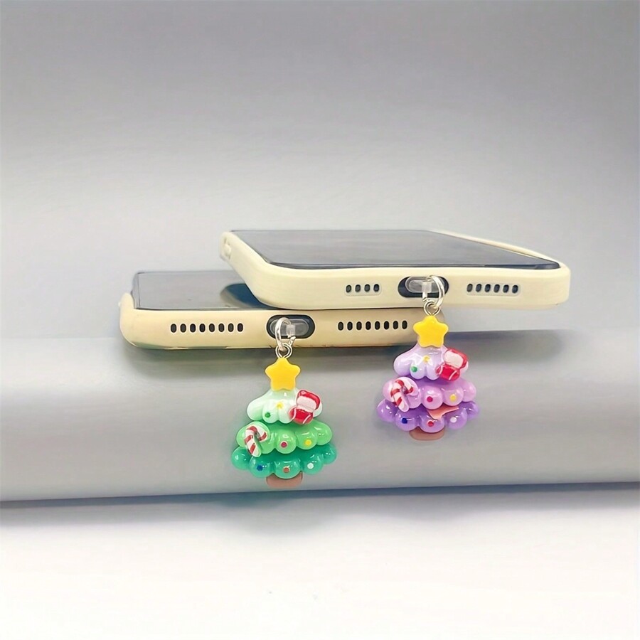 Mobile Phone Dust Plug DIY Resin FourColor Gradual Change Christmas