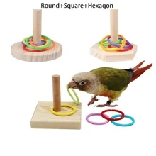 1/2/3 Sets Wooden Parrot Hoop Toy, Colorful Hoop Toys With 5 Rings (Random Colors), Bird Chewing Toy, Birdcage Accessories