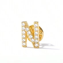1pc Shiny Crystal A-Z Letter Brooches For Women Initial Name Brooch Pins For Suit Shirt Collar Accessories New Rhinestone Brooch Jewelry - Gold - View 25