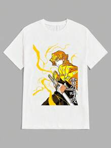 Zenitsu Agatsuma T-Shirt Unisex 100% Cotton Streetwear New Release Shipping Various Colors!! - 白色 - 查看 1