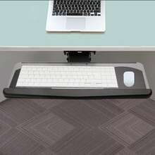 Keyboard Drawer, Under The Desk Keyboard Tray With 360 Degree Rotation Adjustable Keyboard Mouse Holder For Office - Black - View 9