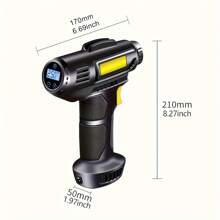 120 -Watt -Watt -Watt -Lapse Car Air Compressor, With Light Diode Lamps, Wireless Handheld Car Inflatable Pump Electric, Car Tire Airflame Tools - 黑色 - 查看 3