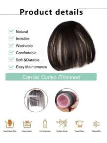 Frange synthétique Clip dans les frange Frange effilée Frange pour femmes Clip sur la frange plate et nette Extension de cheveux pour le port quotidien