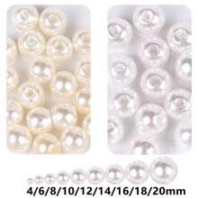 Perles lâches de matériel de perles DIY pour la fabrication de bijoux, accessoires pour bracelets DIY. 4-20 mm Perles rondes en ABS beige blanc, avec trou droit, imitation de perles. Accessoires de vêtements
