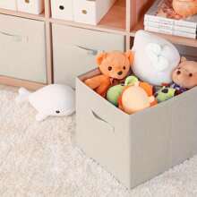 2 Pcs Foldable Storage Boxes 27x27x28cm Folding Box Folding Collapsible Organiser For Home And Office(Beige) - Beige - View 2