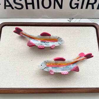 全新可爱动物休闲醋酸纤维彩虹鱼和发爪发夹