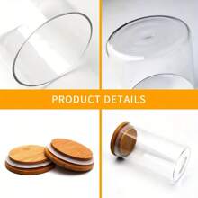 3/4/8 tarros de vidrio con tapas selladas, tarros de caramelos con cucharas, recipientes de almacenamiento de alimentos con tapas de bambú, tarros transparentes, para té, café, especias, dulces, utensilios de cocina, accesorios de cocina, artículos para fiestas - 3 tarros de condimentos de 8 oz. - Ver 3