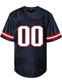 Camiseta de fútbol americano de estilo novio con nombre y número bordado, de cuello en V azul, manga corta, personalizada, para fiestas, entrenamientos, competiciones deportivas, tallas S-XXL, estilo elegante, moda, hipster, casual, minimalista elegante, personalizado, único, disfraz de hombre, armario cápsula, estilo básico/urbano de hombre, regalo ideal para él, novio, familia, amigos, para cumpleaños, vacaciones/feriados, escuela/competición, deportes/escalada