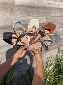 T8 Women's Flat Shoes Slug Instep Almond Flat Shoes Women's Summer Sandal - 駝色 - 查看 7