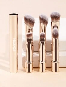 MAANGE Professional Eye Makeup Brush Set, Detachable Replaceable Brush Heads, Portable Eye Makeup Brush Case, Includes Eyeshadow Brush, Eyebrow Brush, Eyeliner Brush, Contour Brush, Soft Fiber Material, Convenient To Carry, Travel Essential, Ideal Gift For Women And Girls - 金色 - 查看 6