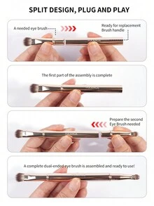 MAANGE Professional Eye Makeup Brush Set, Detachable Replaceable Brush Heads, Portable Eye Makeup Brush Case, Includes Eyeshadow Brush, Eyebrow Brush, Eyeliner Brush, Contour Brush, Soft Fiber Material, Convenient To Carry, Travel Essential, Ideal Gift For Women And Girls - 金色 - 查看 8
