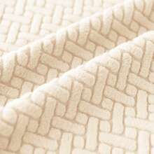 Small Stretch Knitted Jacquard Square Ottoman Cover Thick Ottoman Slipcover Square Storage Ottoman Cover Foot Stool Cover With Elastic Bottom - Beige - View 7