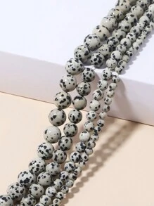 1 Strand Dalmatian Jasper Natural Stone Beads For Jewelry Making Round Loose Bead Needlework DIY Bracelet 4 6 8 10mm - Multicolor - View 1