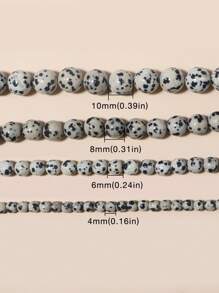 1 Strand Dalmatian Jasper Natural Stone Beads For Jewelry Making Round Loose Bead Needlework DIY Bracelet 4 6 8 10mm - Multicolor - View 3