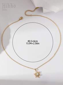 Hihho 1 chiếc vòng cổ thép titan phong cách châu Âu - Vòng cổ mặt bông tuyết Zirconia lấp lánh dành cho phụ nữ, thích hợp để đeo hàng ngày và trang trí/làm quà tặng ngày lễ - Bạc - Xem 6