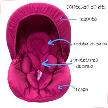 5-Piece Baby Car Seat Kit Padded Cover Hood Body Reducer Belt Protector Up To 13 Kg - Màu Hồng Tươi - Xem 2