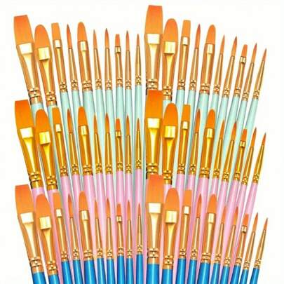 10pcs/Set Nylon Hair Watercolor Paint Brush Set, Learning And DIY Acrylic Painting Brushes, Perfect New Year Gift For Students And Artists. Suitable For Painting And Handicraft, For Students And Adults