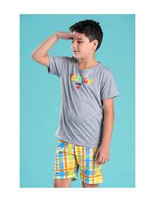 Family Team Boys' Pajamas - Màu Xám nhạt - Xem 4