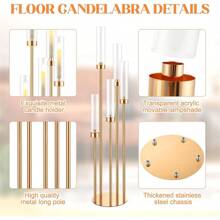 Candelabro de piso dorado con 5 brazos de 42.5" de alto, centro de mesa para candelabros, candelabro de metal para decoración de Navidad, boda, Halloween, fiesta en el hogar, decoración de habitaciones, regalos