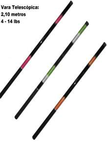 Kit 3 Varas Pesca Telescopica de 2,10 Mts 100% Fibra de Vidro - Multicolorido - Visão 2