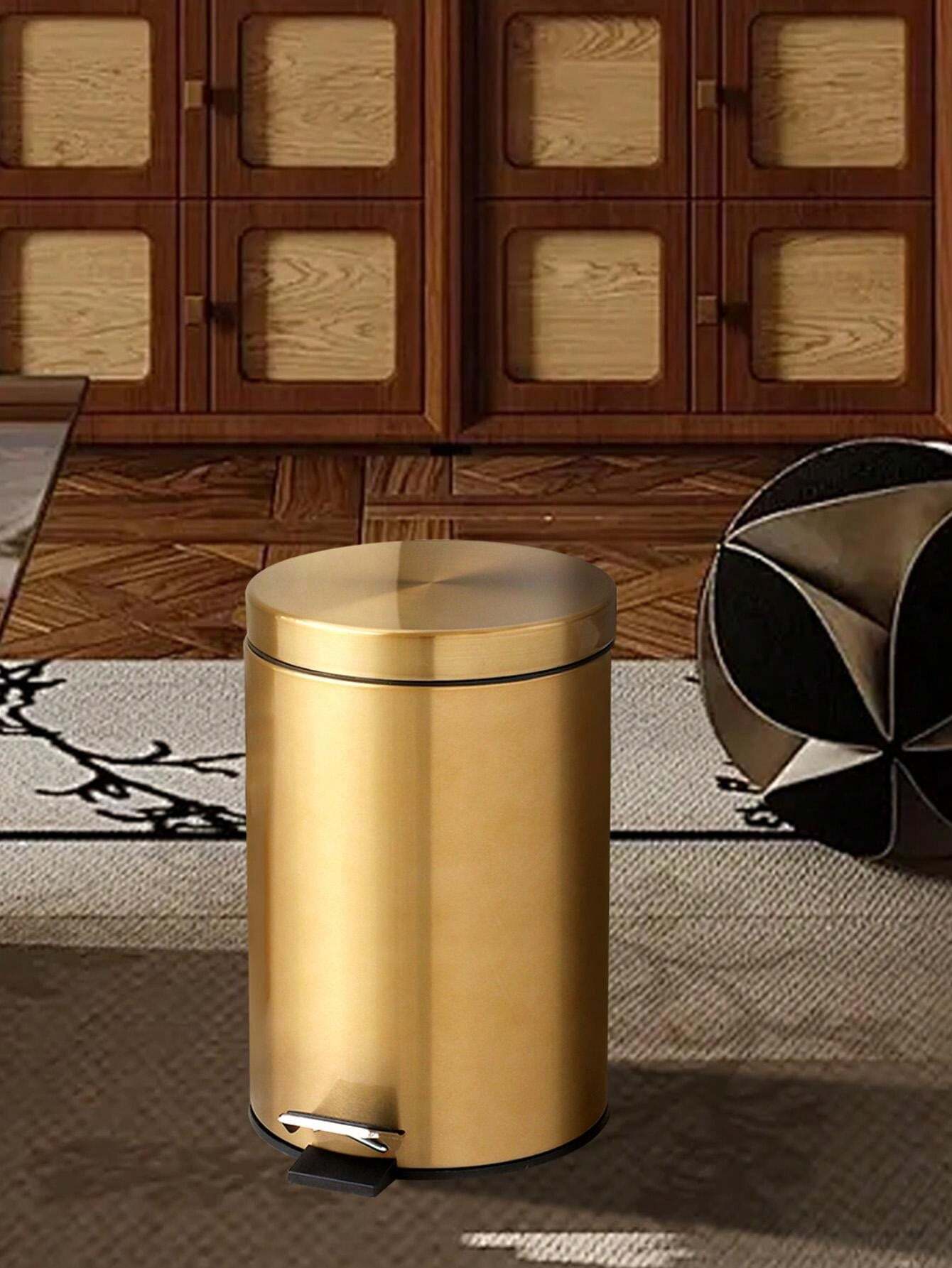 Christmas Decor 3L Mini 5L Champagne Round Metal Step Trash Can