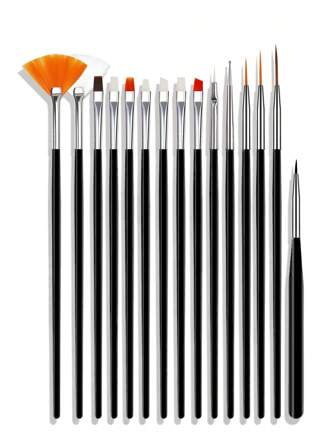15pcs Black Nail Art Brush Set Floral Silicone Nail Painting Pen Gel Polish Drawing Liner Dotting Manicure Tool Kit