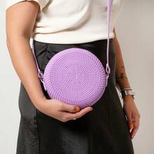 Round Shoulder Bag With Zipper And Crossbody Strap Spring Summer - Bụi tím - Xem 2