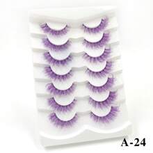 ENCHUW 7 Pairs Color Lashes With Clear Band Lashes Halloween Natural Look Wispy Silky Lashes Eye Lashes Makeup Extension False Eyelashes Strip Lashes,Lashes,Eyelashes,Fake Lashes - Natural Lashes - View 7