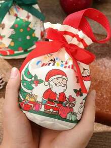 1 pieza Bolsa de regalo de caramelo navideño, bolsa de lona, bolsa de embalaje de regalos navideños, bolsa de regalo de Nochebuena, decoraciones navideñas, decoración navideña, regalos navideños, papel de regalo navideño, suministros para fiestas navideñas, bolsas de regalo navideñas, bolsas navideñas, pegatinas navideñas
