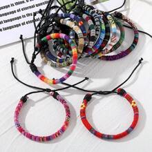 Bộ 12 chiếc/Bộ vòng tay đôi dệt vải Bohemian, vòng tay gấp nghệ thuật cổ điển, vòng tay lướt sóng bãi biển đơn giản nhiều màu sắc - Nhiều màu - Xem 3