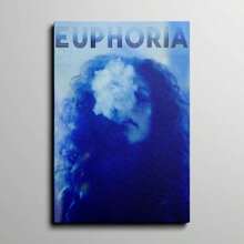 Framed Euphoria Canvas Art Decor - Frameless People Themed Wall Decor For Bedroom, Living Room, Home Office - Modern Art Deco Retro Ink Print Wall Hanging Decor - Artwork On Canvas, Portrait Orientation, Letter Pattern - Indoor Spring And Winter Art Print
