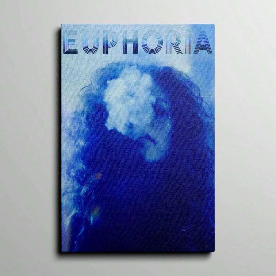 Framed Euphoria Canvas Art Decor - Frameless People Themed Wall Decor For Bedroom, Living Room, Home Office - Modern Art Deco Retro Ink Print Wall Hanging Decor - Artwork On Canvas, Portrait Orientation, Letter Pattern - Indoor Spring And Winter Art Print