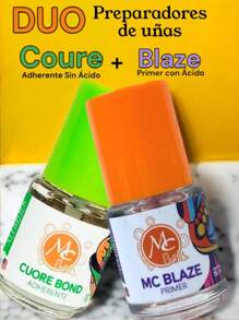 Preparadores básicos para uñas Primer Adherente Cuore Bond 15 ml + Primer Con Acido Blaze 15 ml + Bliss ph Nivelador AntiH McNails. - Naranja - Ver 1