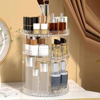 1 chiếc kệ đựng đồ xoay sang trọng, kệ đựng mỹ phẩm nhiều tầng, giá đựng đồ trang điểm, kệ đựng văn phòng phẩm để bàn, kệ đựng đồ dùng nhà tắm dung tích lớn, kệ trưng bày mỹ phẩm, đồ trang trí nhà cửa, quà tặng ngày lễ.