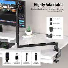 Low Profile Microphone Boom Arm, Rubesee Adjustable Stick Mic Arm Stand With Desk Mount Clamp/Screw Adapter/Microphone Clip, Fully Rotatable Aluminum Low Arm For Podcast/Streaming/Gaming/Office - Black - View 4