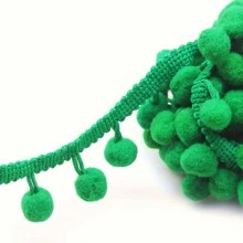 1 rollo/10 yardas Encaje de borlas de pompones con borlas de bola para ropa, cortinas y decoraciones de costura DIY a mano