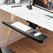 Keyboard Drawer, Under The Desk Keyboard Tray With 360 Degree Rotation Adjustable Keyboard Mouse Holder For Office - Black - View 8