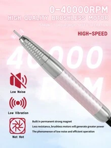 Portable Electric Nail Grinder, Rechargeable 40000RPM Nail File Nail Drill Pen Brushless Motor Manicure Machine Kit With Long Battery Life, Professional Nail Art Polish & Cuticle Remover Machine Set, Toenail Grinder Nail Polishing Equipment Nails Appliance Manicure Pedicure Kit Accessory Nail Art Tool For Acrylic Nail Salon & Home Use - Pink - View 5