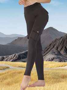 夏季健身女式户外工装紧身裤，工装口袋提臀紧身裤，健身压缩紧身裤